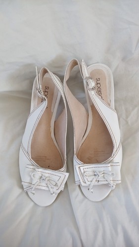 Size 7.5c 7 1/2 Wide Fit Diana Ferrari Supersoft White Leather Slingback Sandal - Picture 3 of 11