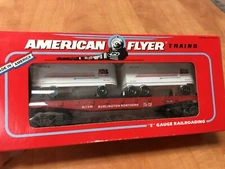 American Flyer S Gauge Burlington Northern Flat Car w/ Vans NIB 1995 TCA 6-48491