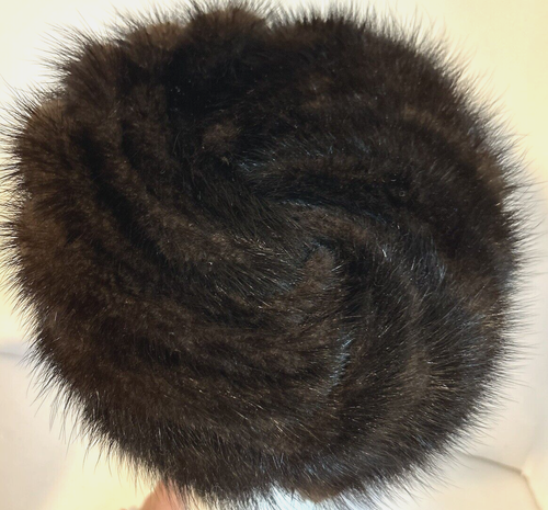 Vintage Gwenn Pennington Mink Fur Hat Pill Box MCM Fashion Lightweight Brown - Picture 4 of 6