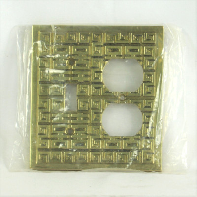 Vintage Brass Single Switch and Outlet Cover Geometric Pattern | eBay