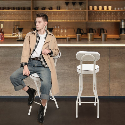 Bar Stool Folding Padded Seat Pu Cushion Barstool For Indoor Restaurant Cafe