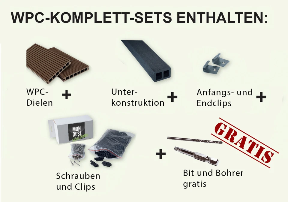 WPC Premium Terrassendielen Komplettset Terrassenboden Holzterrasse Holzdiele 4m - Bild 4 von 4