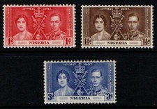 Nigeria 1937 King George VI Coronation SG46-48 Mint