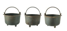 Set of 3 Cast Iron Smelting Pot Three Legged Cauldrons Taiwan