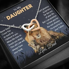 To My Daughter Necklace, Gift For Daughter From Dad, Daughter Father Lion