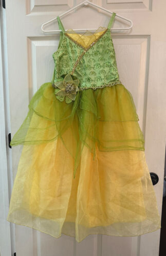 Disney Store Princess Tiana Costume Dress Girl Size 9/10 Princess and The Frog - Afbeelding 1 van 7