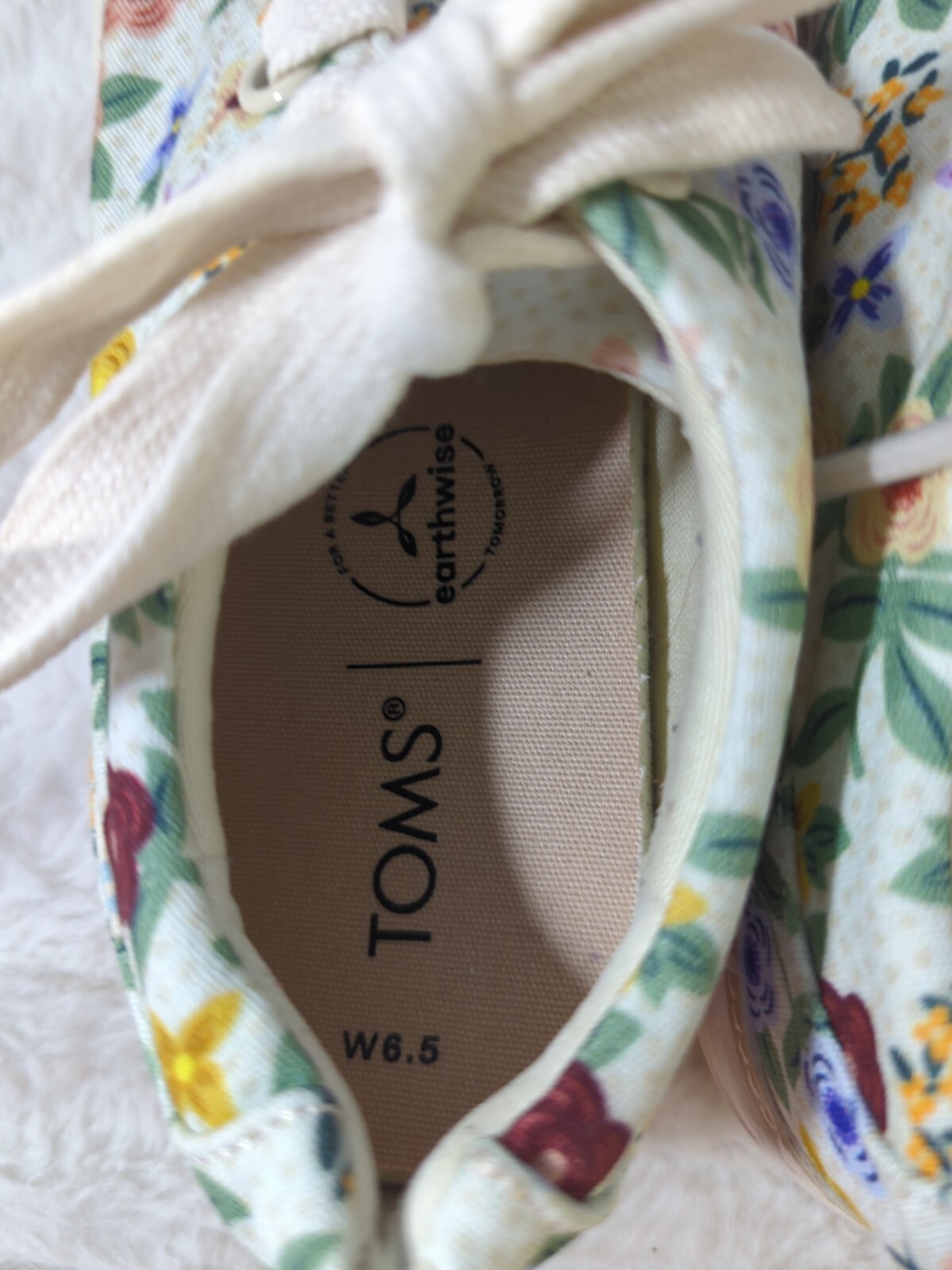 TOMS Alex Floral Lace Up  Womens Off White Sneakers Casual Shoes sz 6.5 thumbnail 5