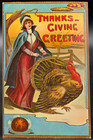 4 Antique Thanksgiving Postcards, 1 Reproduction Thanksgiving Postcard. — photo 3