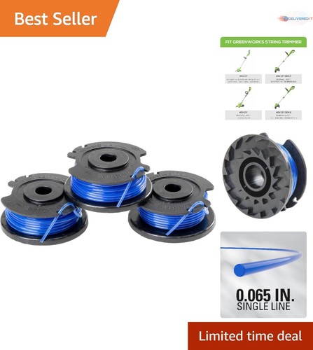 String Trimmer Line 0.065" 3-Pack Auto-Feed Easy Install Compatible Use
