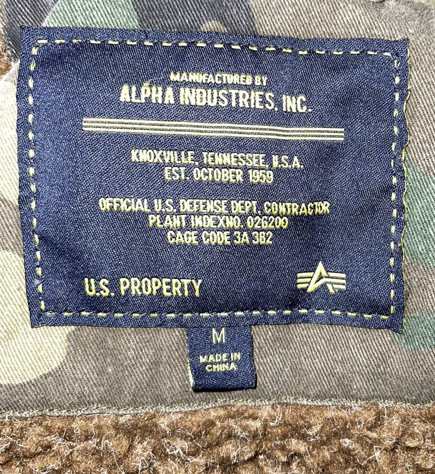 Alpha Industries Mens Sherpa Lined Anorak Style Coat Sz M Olive Green Zip  - Image 4 of 4