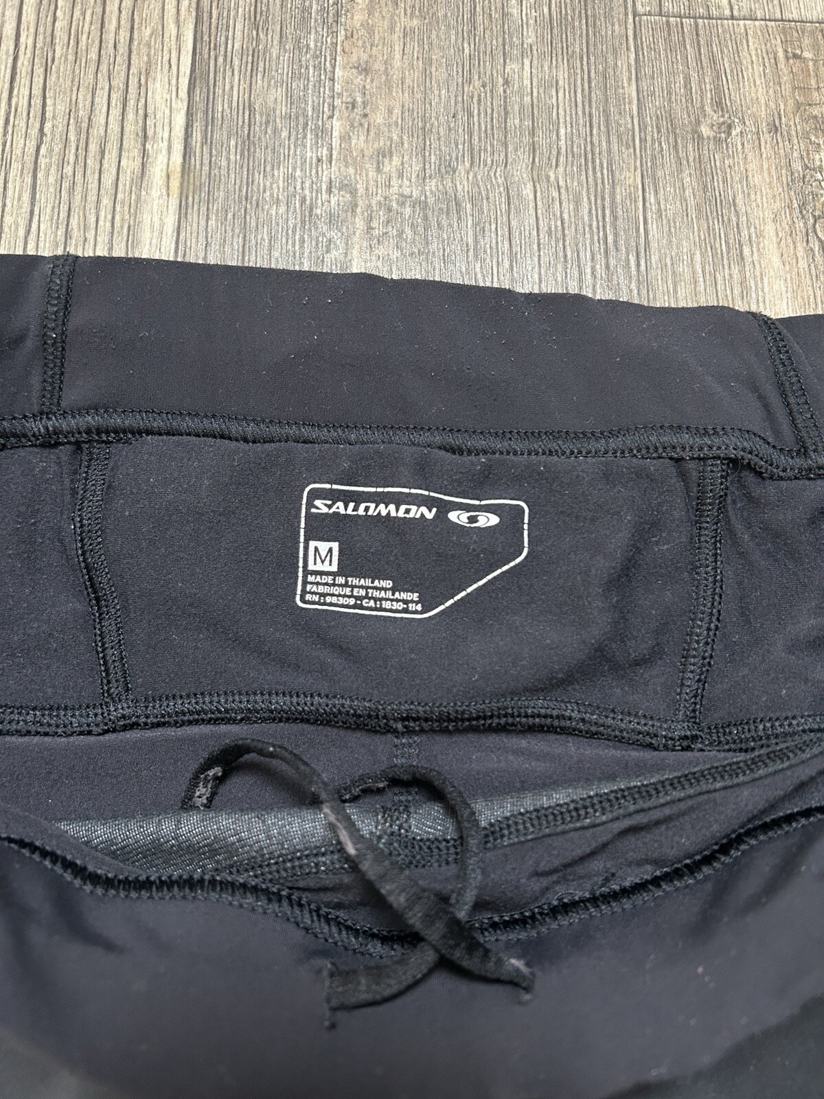 Salomon Leggings Donna M Nero Antivento Cerniera Fondo Pantaloni Sci Corsa