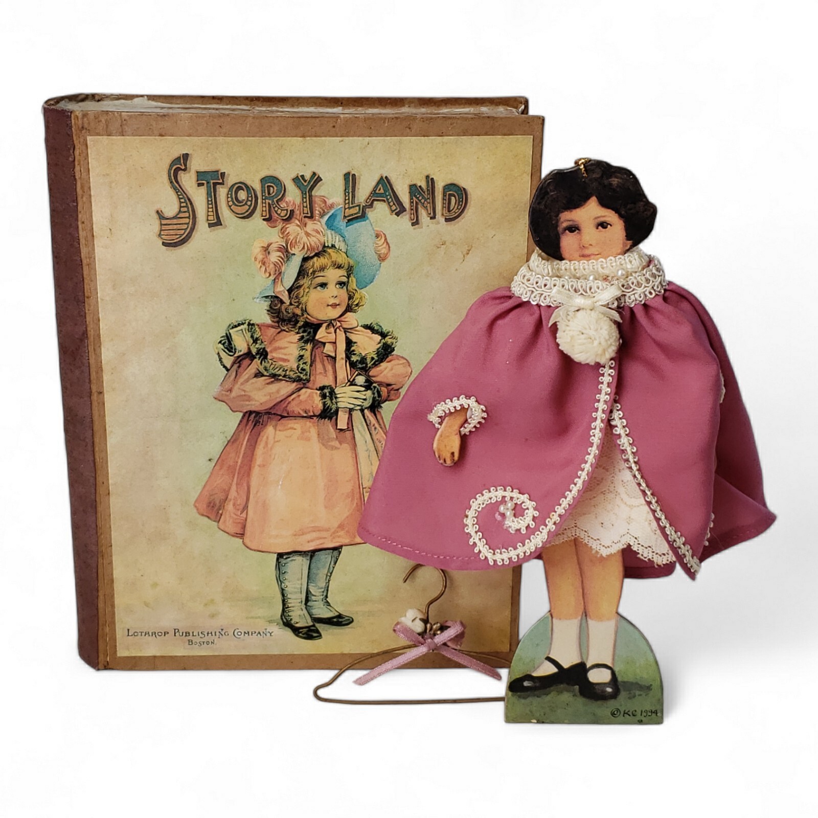 Lothrop Publishing Co. Faux Story Land Book Paper Doll & Fabric Clothes Ornament