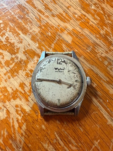 Montre Bracelet Homme Vintage WYLER INCAFLEX Années 1970 - Pour Pièces, Acier, Cuir, Quartz