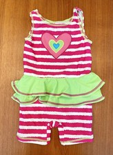 Girls size 80 18-24 months Hanna Andersson Sleeveless Rash Guard Swimsuit Heart