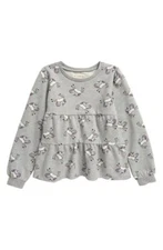 TUCKER + TATE Kids' Rainbow Ruffle Tunic In Grey Heather Unicorn