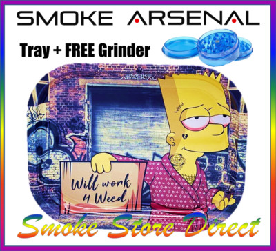 Rauch Arsenal Tablett ''WILL WORK 4 WEED - S84'' 18cm x 14cm Rauch Arsenal Tablett