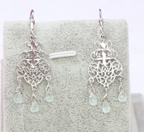 Romantico 3,75 Carati Prasiolite Pendenti 925 Argento Verde Ametista Ohrschmu - Foto 4 di 6