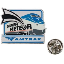 Amtrak Collector Edition Silver Meteor P4 Die Struck Enamel Nickel Lapel Hat Pin