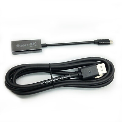 Amber USB-C Type to DisplayPort Adapter + DisplayPort Cable 6Ft