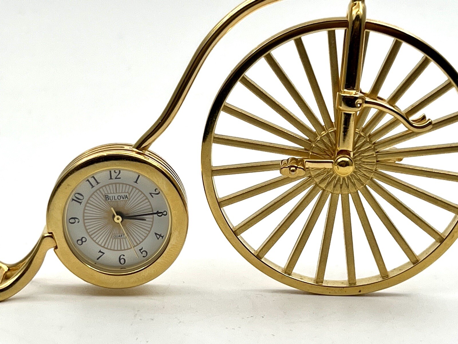 Miniature Bulova Penny Farthing Brass Bicycle Clock w/ NEW Battery ...