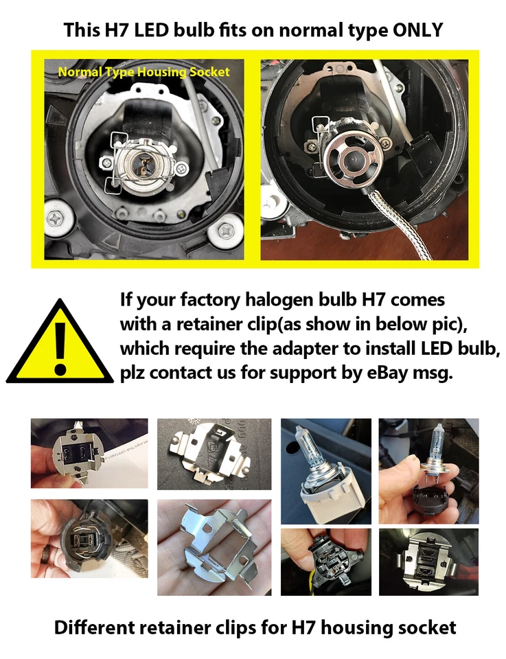 LASFIT H7 LED Headlight Bulb Conversion Kit High Low Beam Lamp 6000K Super White - Image 2 of 4