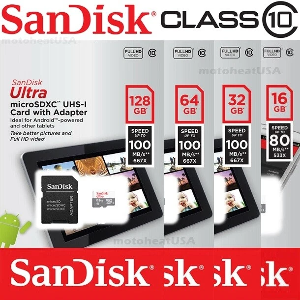 SanDisk Ultra MicroSD 16GB 32GB 64GB 128GB 256GB SD Memory TF Card Reader Lot - Image 2 of 4