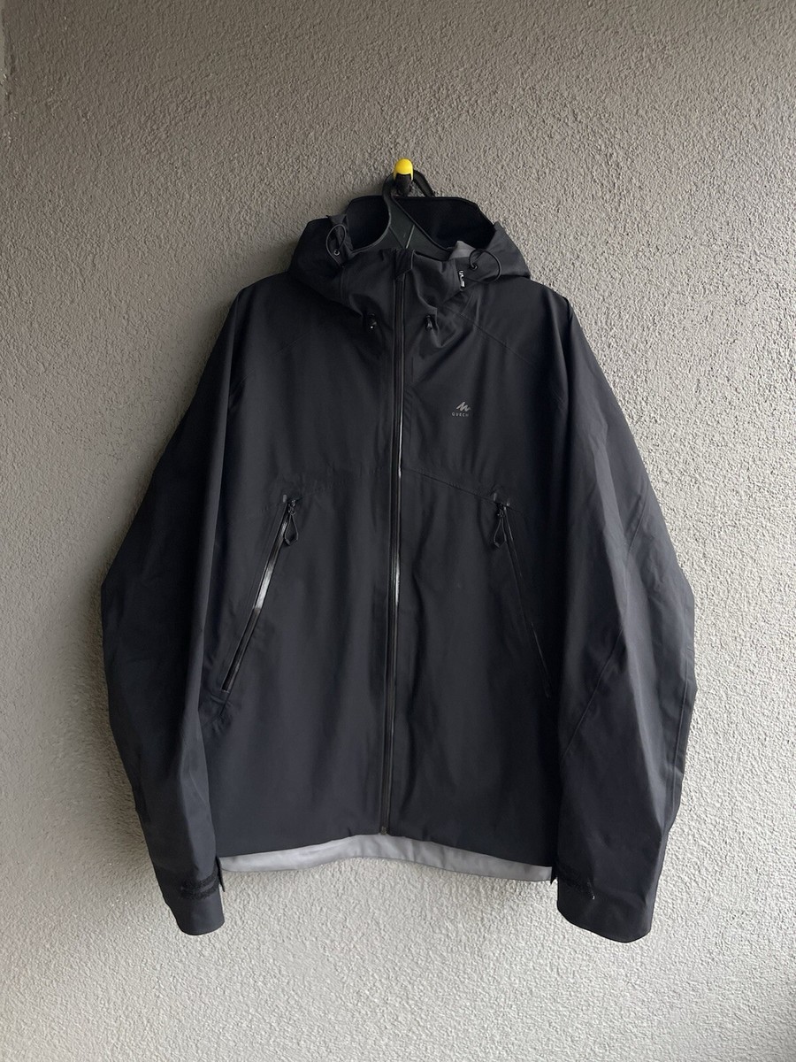 Men's Quechua MH500 waterproof mountain hiking jacket, black Size Xl