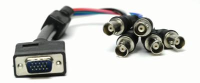 1Ft (1 Foot) Coax VGA (HD15) Male to 5-BNC Female RGBHV Monitor Cable 26AWG