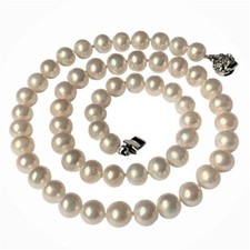16" Inch Choker Cultured Freshwater 7-8mm White Pearl Strand Necklace Genuine