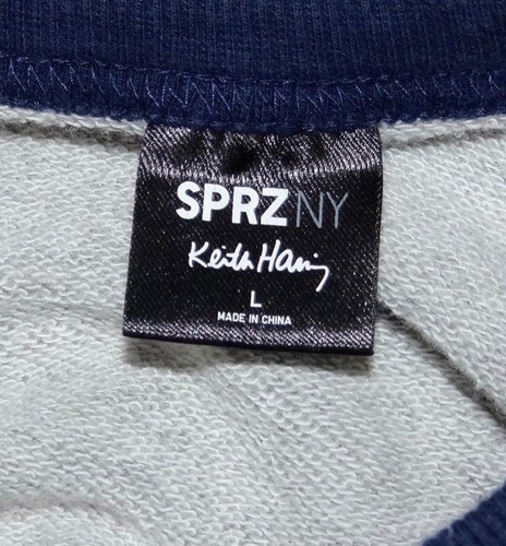 KEITH HARING x UNIQLO 'Dog' Patch SPRZ NY Art Sweatshirt S Gray / Navy **NWT** - Picture 8 of 8