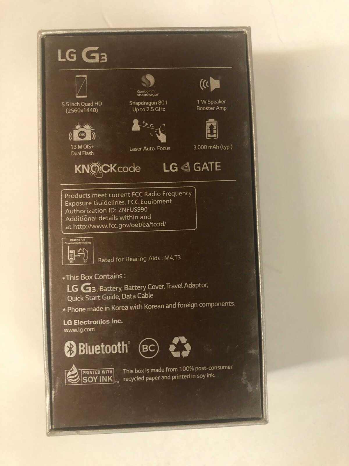 Original LG G3 Empty Retail Box Only (No Phone No Charger)