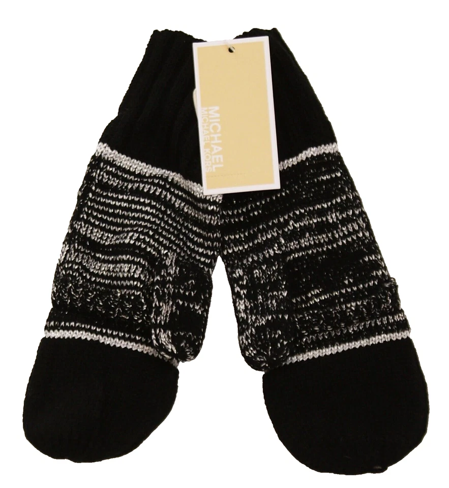 Guantes convertibles Michael Kors para mujer talla única negros metálicos plateados Foto 4 de 4