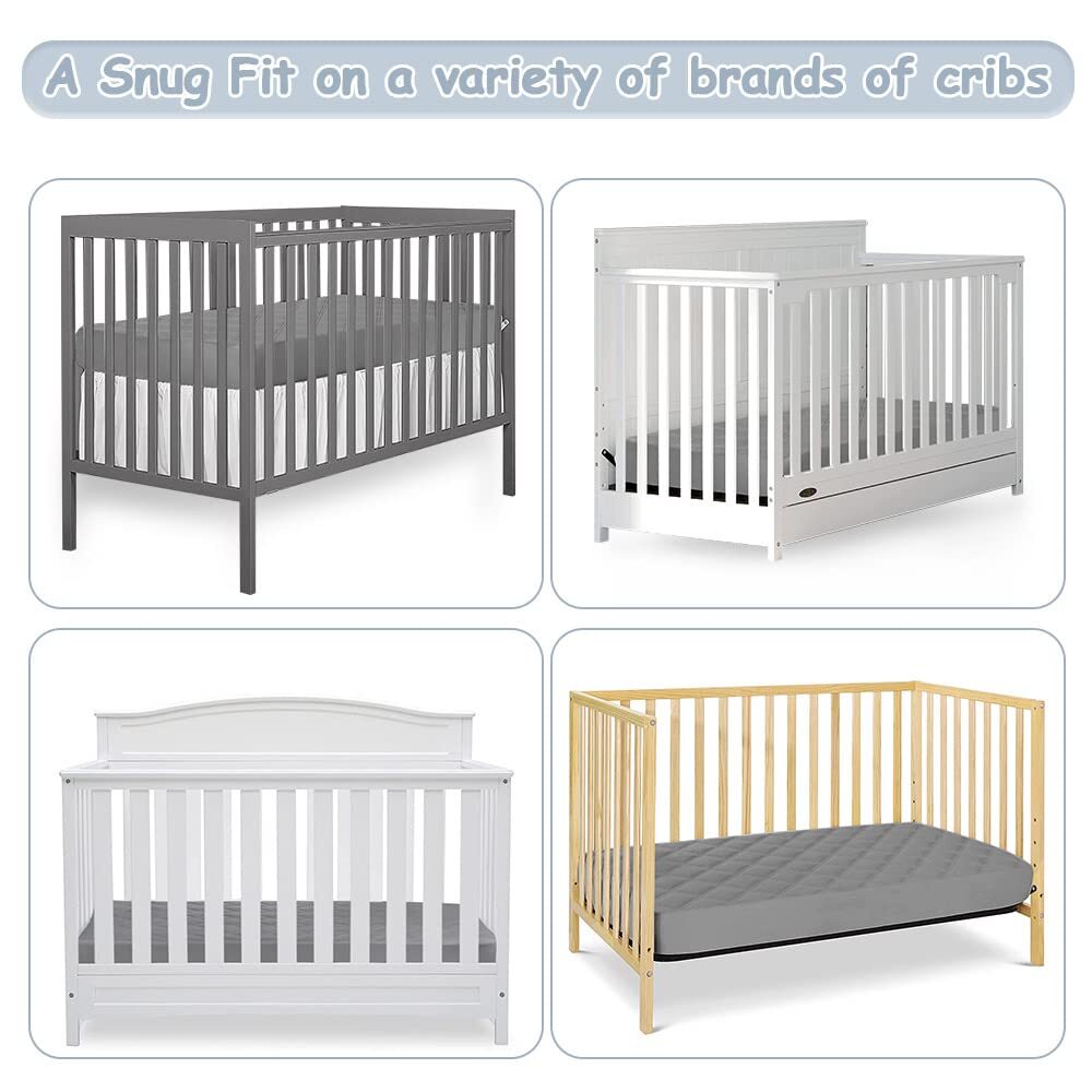 Yoofoss Waterproof Crib Mattress Protector 2 Pack Quilted Crib Mattress