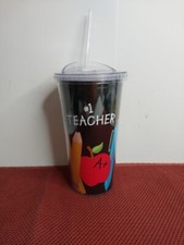 Insulated Tumbler Cup 1 Teacher 20 oz Clear Lid and Straw School Gift