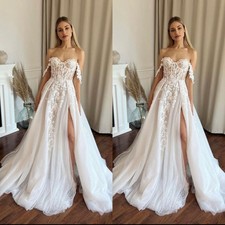 Elegant Wedding Dresses Off The Shoulder Lace Appliques A Line Bridal Gowns