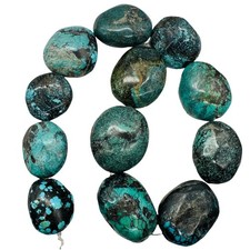 Turquoise Natural Focal Nugget Strand  310g  16"  Blue, Black  12 Beads 