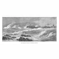 PETERHEAD View of the Harbour - Antique Print 1882