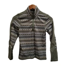 Kerrits Horse Equestrian Riding GIRLS Medium green 1/4 Zip Pullover Shirt