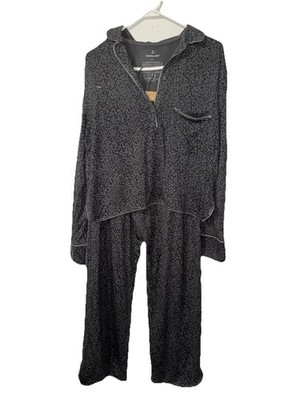 Tommy John Leopard Ocelot Gray Black 2 pc Pajama Set Size Small