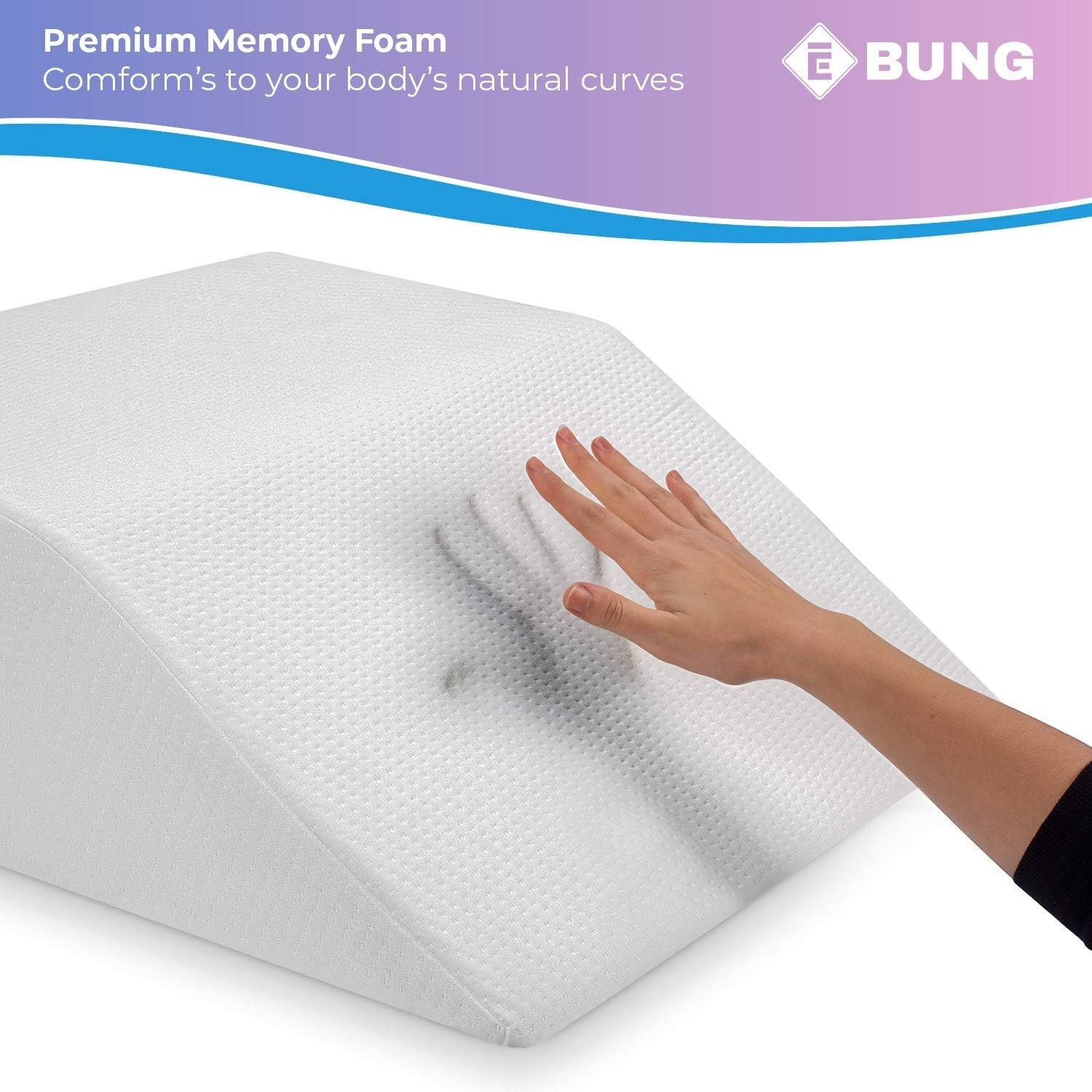 EBUNG Leg Elevation Pillow with Memory Foam - White