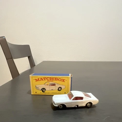 Matchbox Lesney No. 8 Mustang White 1:64 Diecast Car with Original Box