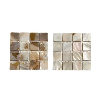 Pack of 2 Natural Shell Drinking Coasters Heatproof Cup Mat for Coffee Tables