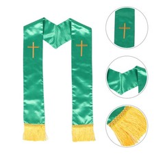 Wedding Priest Shawl Pastor Stole with Tassels Embroidered Cross