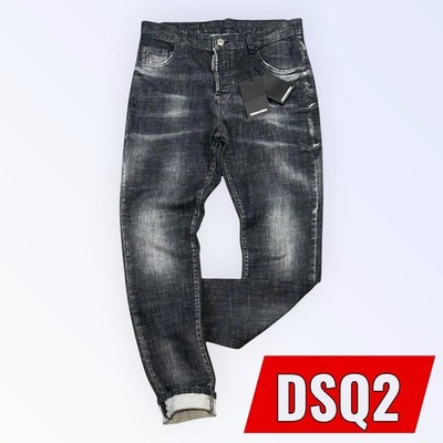 DSQ2 Black Slim Fit Casual Men's Slim Fit Stretchy Washed Denim Jeans