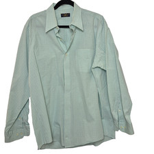 Club Room Mens Long Sleeves Button Up Shirt Light Green Size 16.5 35 35 A745