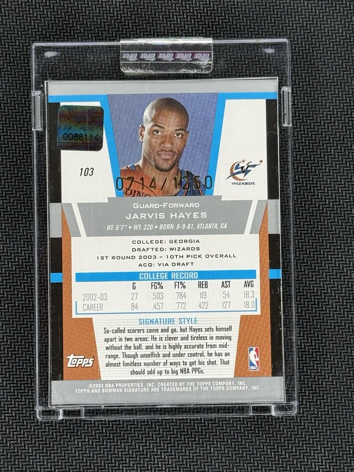 2003-04 Bowman Signature - Jarvis Hayes #103/1250 - RPA sin circular Foto 2 de 2