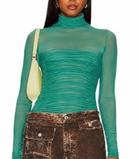 NWOT Free People Under It All Sheer Bodysuit Women Sz S Spruce Rushed Boho NWOT