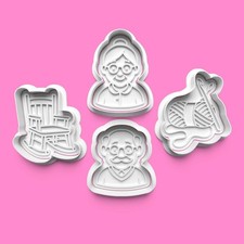 Grandparents Cookie Cutter & Embosser Stamp Set ? Grandad, Grandma, Rocking Chai