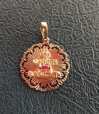 10K YELLOW GOLD PLUS QU HIER MOINS QUE DEMAIN FRENCH TEXT RARE PENDANT OR CHARM