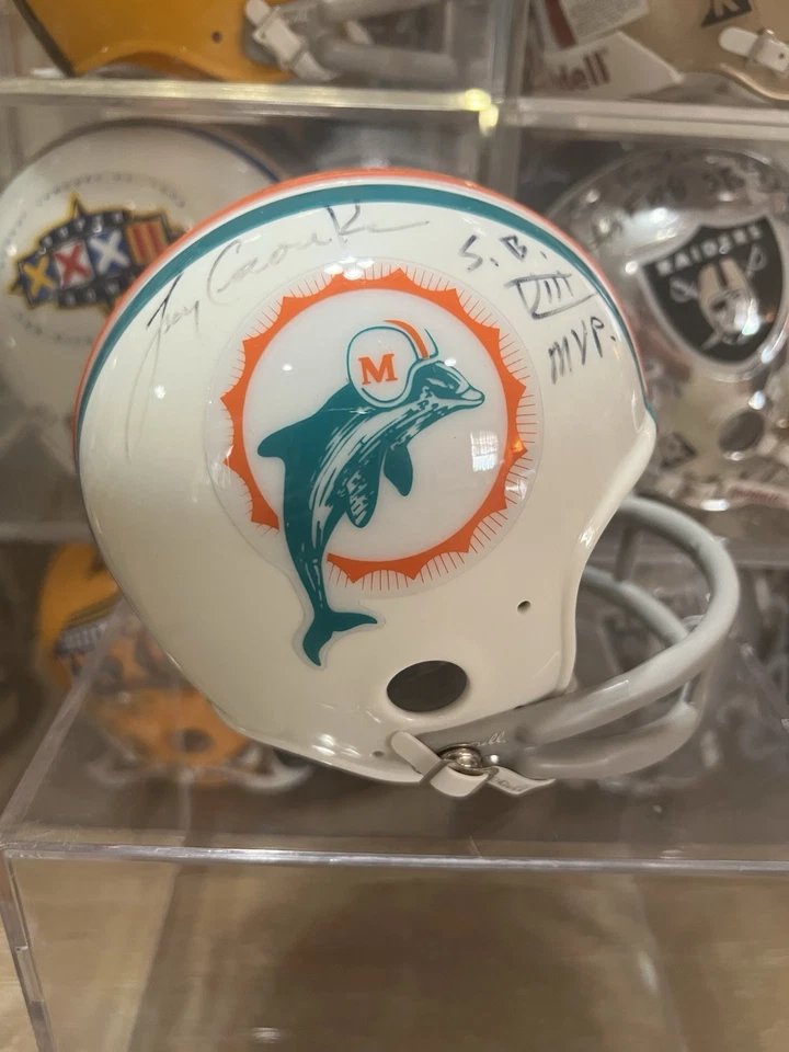 拉里·克森卡签名亲笔签名海豚迷你头盔 - 无真品证明 — 第 2/3 张图片